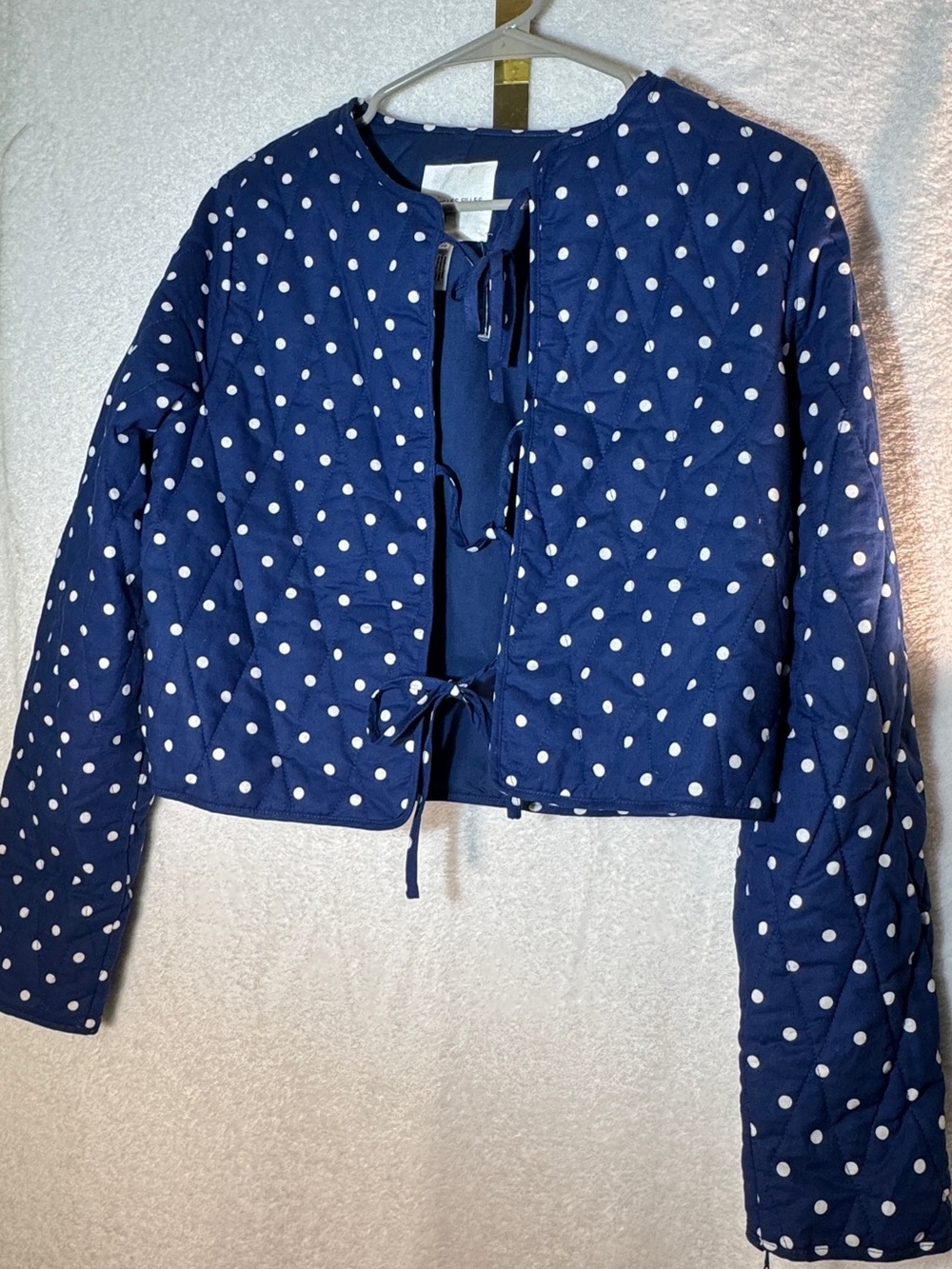 Avec Les Filles Navy with White Polka Dot Quilted Jacket